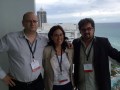 Antonio Pita, Paola Suárez, y Néstor Moreno, representantes de FDI en Natpe Miami
