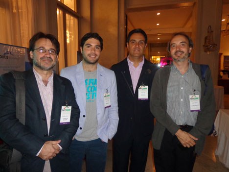Gustavo Castro, de OnVideo (Telefónica); Rafael López Poblete y Carlos Alberto Paba, ambos de Smartbox TV, y Walter de Leo, de Telefónica
