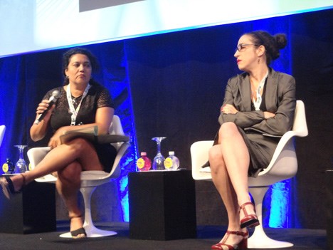 Rosana Alcántara, de Ancine, y Sabrina Nudeliman, de Elo