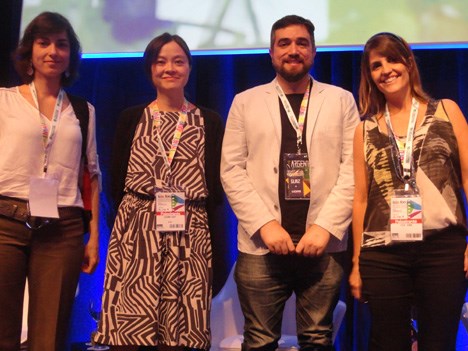 Stefania Borgess, de 44Toons; Daniela Vieira, de Cartoon Network Brasil; Zé Brandao, de Copa Estúdio; y Célia Catunda, de TV Pinguim