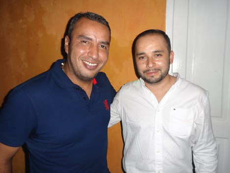 César Lobedo García de DSC, y Fernando Vargas de América TV, en el after show de "Casa Fox"