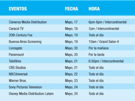 Agenda de eventos de LA Screenings 2016