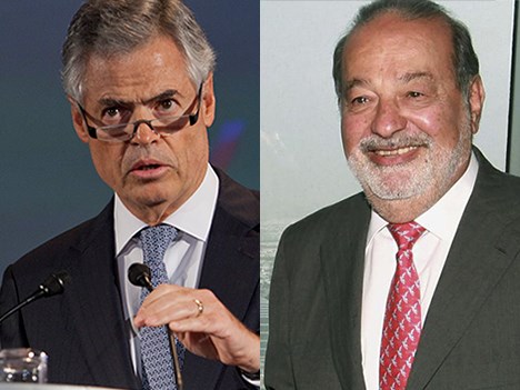 Joaquín Vargas Guajardo, presidente de MVS, y Carlos Slim, propietario de América Móvil, controlante de Telcel
