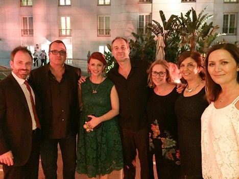Heidi en lanzamiento especial en Buenos Aires: Matteo Corradi, Mondo TV; Pierluigi Gazzolo, VIMN; Marcela Citterio y Javier Francia, Alianza Producciones, Tatiana Rodriguez, Maria Bonaria Fois, Mondo TV, y Paula Guerra, VIMN