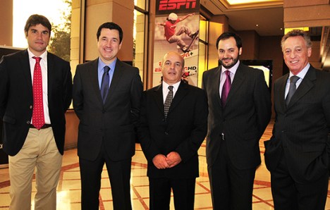 Federico Camerlinckx, Ventas de Publicidad de ESPN, Francisco Guijón, gerente de VTR Publicidad, Gonzalo Quiroga, de Marketing de ESPN, Cristián Arizt