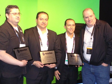 Carlos Domínguez de CVC, Alex Maldonado de Cocatel de Honduras, Edi Carlo de Seegma Brasil y Ralph Messana de Newtek