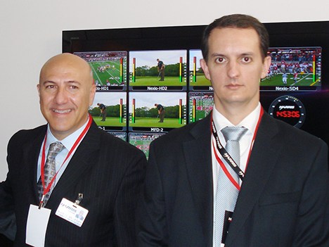 Nahuel Villegas VP de la división de Broadcast para Latinoamérica, y Felipe Luna, director de Harris Brasil