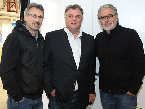Víctor Tevah, de Pol-ka; Alejandro Harrison, de Pramer; y Claudio Villarruel, de OnTV