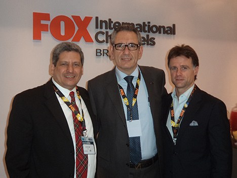 Eduardo Zebini, VP de Fox Sports, Santiago de Carolis, director de Marketing Fox Sports Cono Sur, y Gustavo Leme, EVP y director general de Canais Fox
