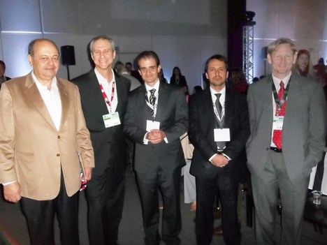 Paulo Saad, de Band, Mario Damante, Fernando Magalhanes, de NET, Rodrigo Marques, director ejecutivo de estrategia y gestión operacional de Band, y An