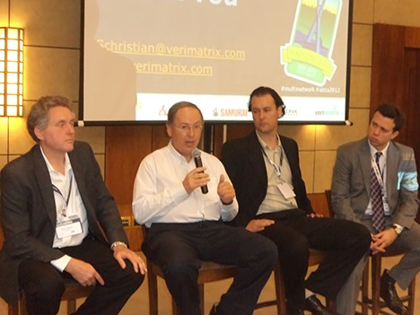 Steve Christian de Verimatrix, Carlos Rocha de Samurai, Rodrigo Godoi de Minerva y Javier Lorenzo de Network