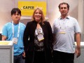 María del Pilar Orge Sánchez junto a los ganadores del Concurso de Cortos 2012, en el stand de Caper en la NAB 2013