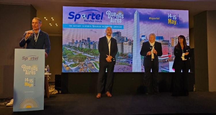 Laurent Puons, CEO de Sportel junto a Martín Rey, co-fundador de Lions Sports & Media, y Jorge Strika, CEO de J&S Entertainment Group
