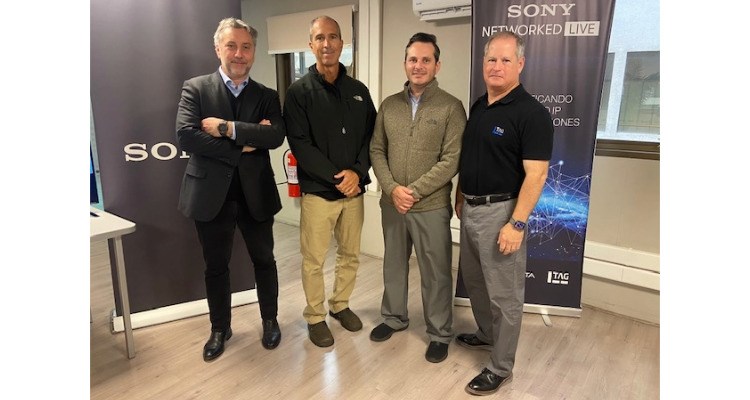 Francisco Jaramillo, gerente Comercial de VGL Chile_ Daniel McDonald, Senior System Solution Manager de Sony, Gabriel Casco, Solucion Architect y Alex Fano, Director de ventas LATAM de TAG