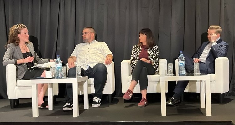 Siobhan Crawford, Unscripted format consultant, Glow Media (moderator); Nuno Vaz, Head of entertainment, RTP; Laura Ní Cheallaigh, Director of content, TG4; Lasse Nikkari, Executive producer, head of formats & branded entertainment, Sanoma Media Finland.