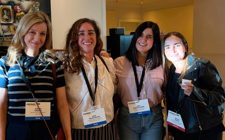 Isabelle Oliphant, gerente sénior de adquisiciones, WBD (Reino Unido); Irene Martin Dronda, gerente sénior de adquisiciones, WBD (Reino Unido); Lara Diego Falagan, ejecutiva de abastecimiento y adquisiciones de contenido EMEA, WBD (España); Gleyce Soares, directora de ventas y marketing, Bomanbridge Media (Reino Unido)