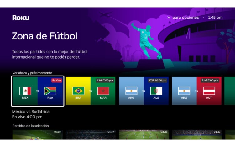 Roku lanzó la "Zona de Fútbol" e integró la aplicación Flow en Argentina
